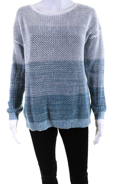 Vince Womens Cotton Ombre Round Neck Long Sleeve Pullover Sweater Blue Size S
