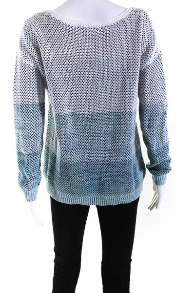 Vince Womens Cotton Ombre Round Neck Long Sleeve Pullover Sweater Blue Size S