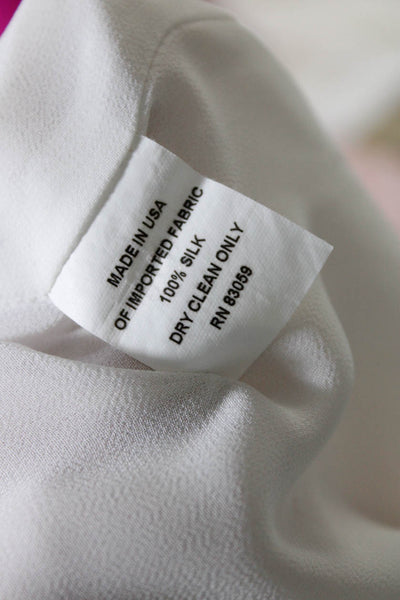 Drew Womens Bell Sleeve Ruffle Crew Neck Top Blouse White Silk Size Medium