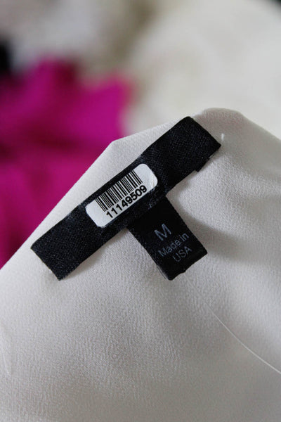 Drew Womens Bell Sleeve Ruffle Crew Neck Top Blouse White Silk Size Medium