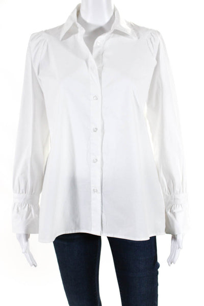 Peace & Cloth Womens White Cotton Collar Long Sleeve Blouse Top Size XS