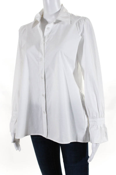 Peace & Cloth Womens White Cotton Collar Long Sleeve Blouse Top Size XS