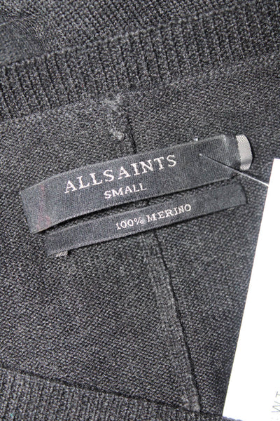Allsaints Womens Black Wool V-neck Short Sleeve Dolman Knit Blouse Top Size S