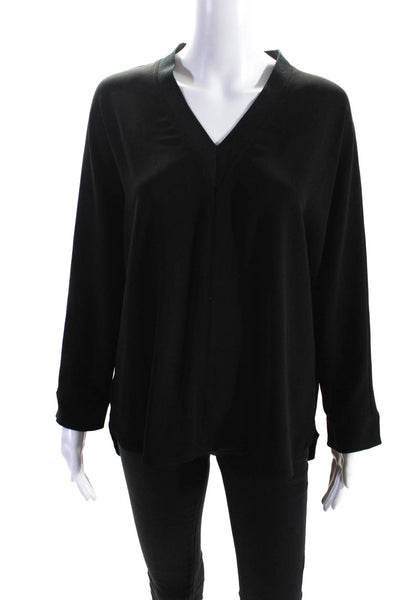 Worth New York Womens V-Neck Darted Long Sleeve High Low Blouse Top Black Size M