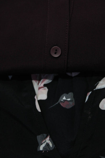 Joie Comptoir des Cotonniers Womens Silk Floral Print Tops Black Size M XL Lot 2