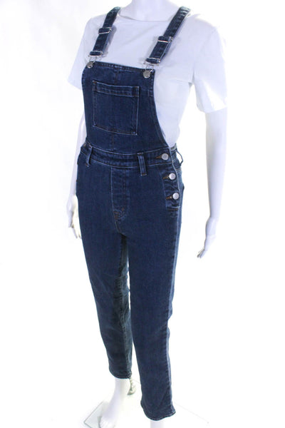 J Brand Womens Cotton Buckled Buttoned Strapped Straight Overalls Blue Size XS