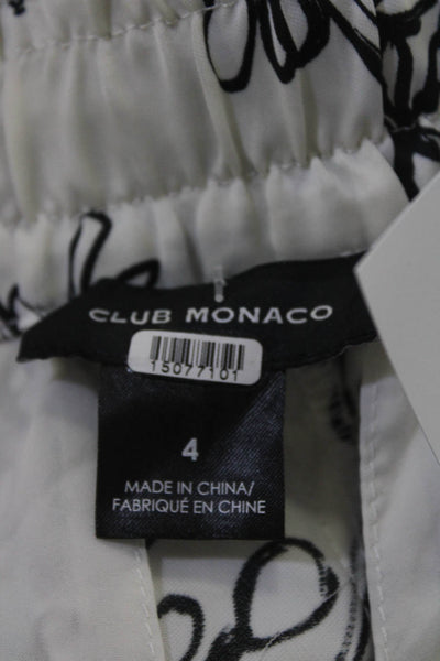 Club Monaco Womens Elastic Floral Print High Ride Wide Leg Pants White Size 4