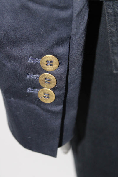 Blue Les Copains Womens Beaded Button Down Jacket Navy  Blue Cotton Size EUR 42