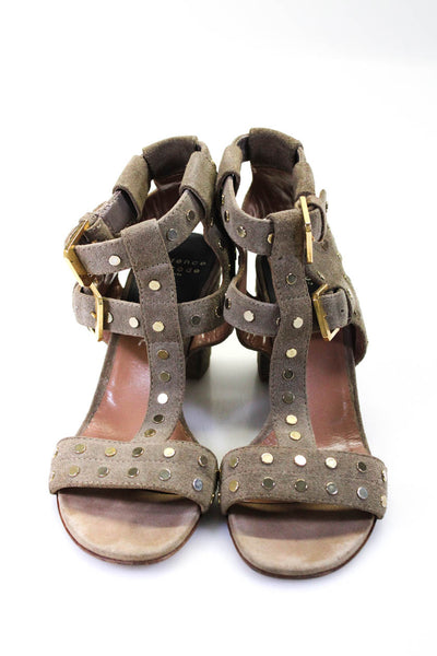 Laurence Dacade Womens Suede Studded Slingbacks Sandals Gray Size 38.5 8.5