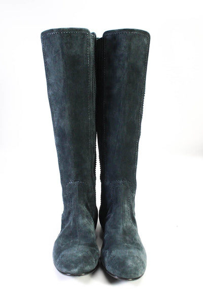 Balenciaga Women's Suede Knee High Textured Boots Blue Size 9