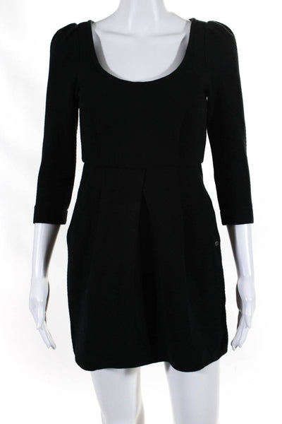 Juicy Couture Womens Long Sleeve Quilted Knit Mini Sheath Dress Black Sz Petite