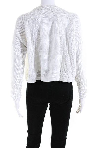 Helmut Lang Women's Crewneck Long Sleeve Open Knit Sweater White Size S