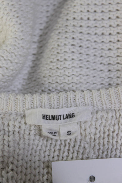 Helmut Lang Women's Crewneck Long Sleeve Open Knit Sweater White Size S