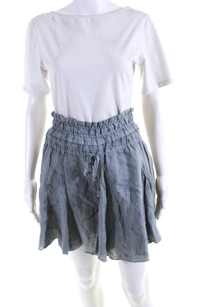 CP Shades Women's Linen Drawstring A Line Mini Skirt Gray Size XS