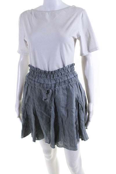 CP Shades Women's Linen Drawstring A Line Mini Skirt Gray Size XS