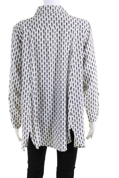 Weekend Max Mara Womens Silk Long Sleeve Collared Button Up Blouse White Size 4