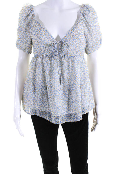 Louna Womens Blue Daisy Top Size 10 14045724