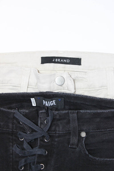 Paige J Brand Womens Cotton Lace-Up Skinny Jeans Pants Black Size 28 27 Lot 2