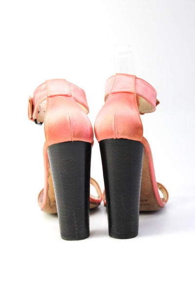 Manolo Blahnik Womens Ankle Buckled Open Toe Block Heels Pink Size EUR38.5