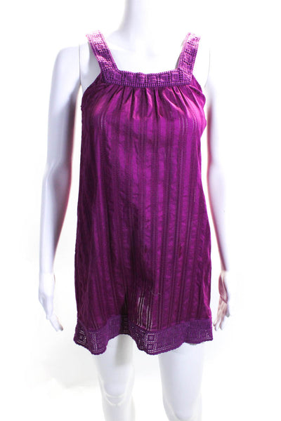 Shoshanna Women's Square Neck A-Line Mini Dress Purple Size P