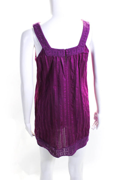 Shoshanna Women's Square Neck A-Line Mini Dress Purple Size P