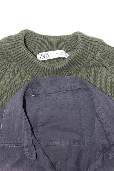 Zara Women's Mock Neck Long Sleeves Cropped Sweater Green Size M Lot 2