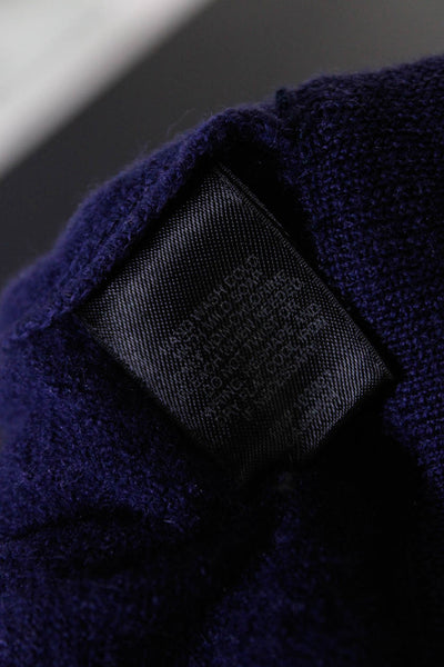 Marc Jacobs Womens Short Sleeve Rhinestone Bow Cardigan Sweater Navy Blue Large