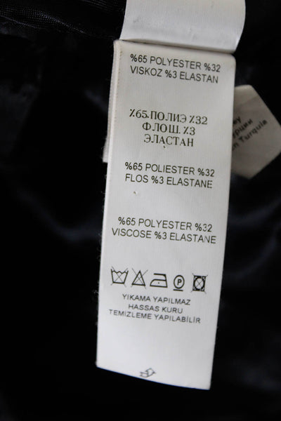 Gizia Womens Woven Glen Plaid Collared Asymmetrical Zip Up Jacket Black Size 36