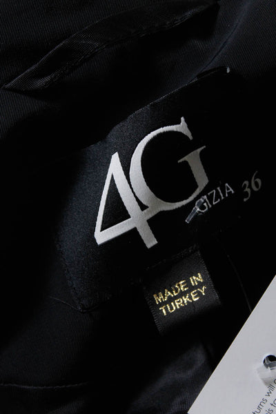 Gizia Womens Woven Glen Plaid Collared Asymmetrical Zip Up Jacket Black Size 36