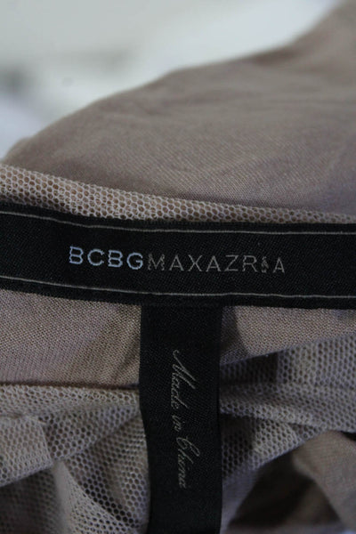BCBGMAXAZRIA Women's Round Neck Sleeveless Blouse Beige Size XS