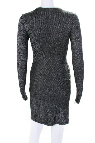 Rag & Bone Womens Striped Textured Ribbed Long Sleeve Sweater Dress Gray Size XS