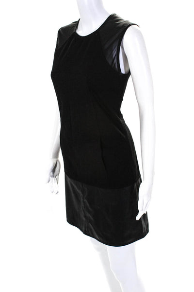 KaufmanFranco Womens Faux Leather Back Zip Sleeveless Shift Dress Black Size 6