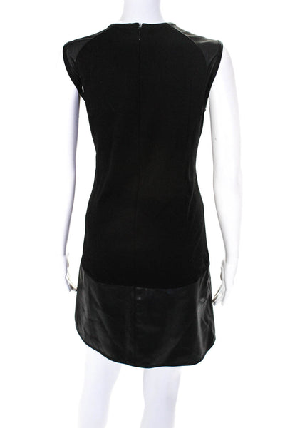 KaufmanFranco Womens Faux Leather Back Zip Sleeveless Shift Dress Black Size 6