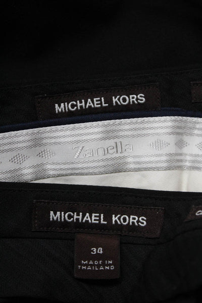 Michael Kors Zanella Mens Pleat Hook & Eye Straight Pants Black Size 34 36 Lot 3