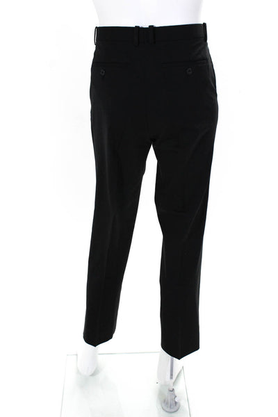 Theory Mens Wool Pleated Button Hook & Eye Straight Dress Pants Black Size EUR36