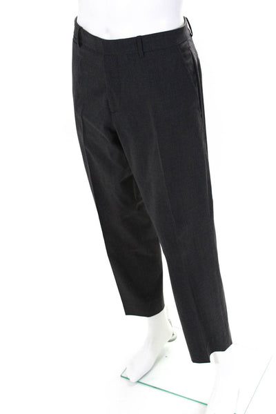 Theory Mens Wool Hook & Eye Button Pleated Straight Dress Pants Gray Size EUR36
