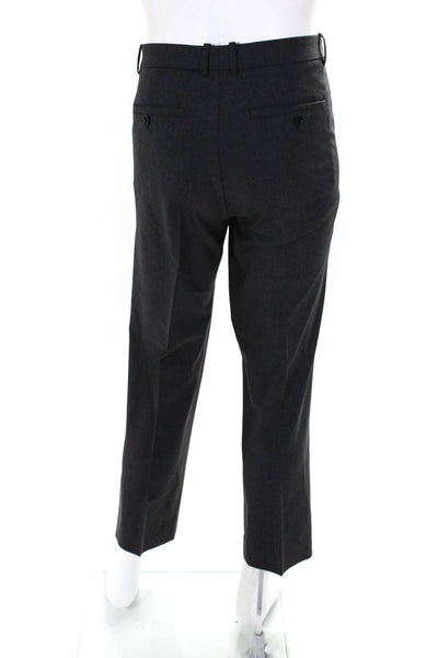 Theory Mens Wool Hook & Eye Button Pleated Straight Dress Pants Gray Size EUR36