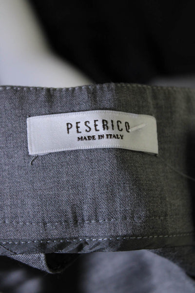 Peserico Womens Wool High Rise Cuffed Straight Leg Zip Up Pants Gray Size 40