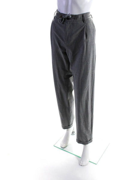 Peserico Womens Wool High Rise Cuffed Straight Leg Zip Up Pants Gray Size 40