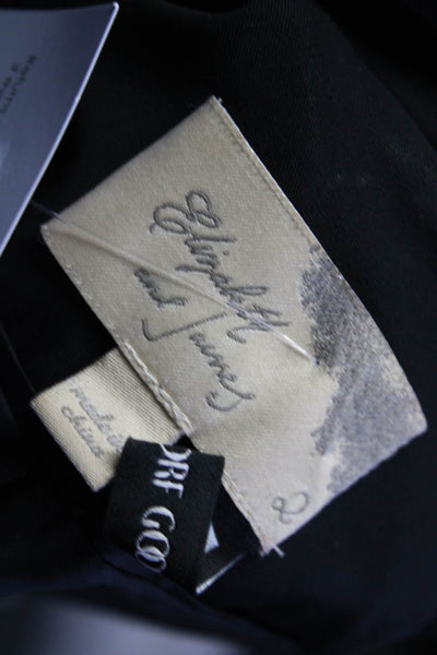 Elizabeth & James Womens Notched Collar Button Up Blazer Jacket Black Size 2