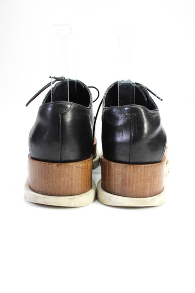 Jil Sander Womens Leather Wood Platform Lace Up Derby Shoes Black Size 36 6