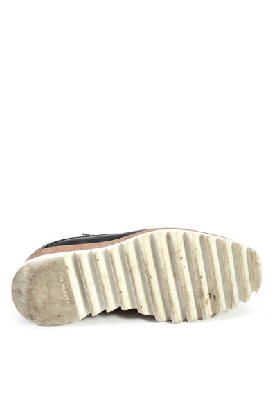 Jil Sander Womens Leather Wood Platform Lace Up Derby Shoes Black Size 36 6