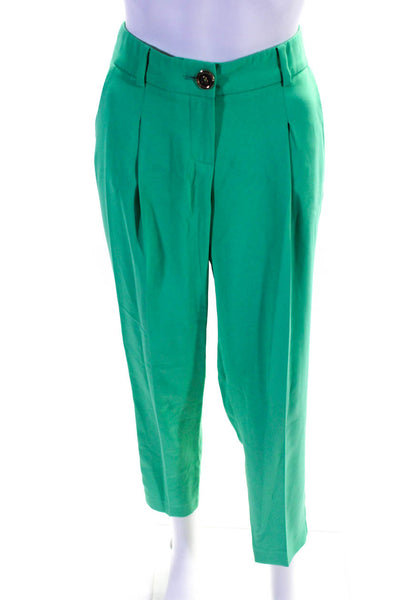 Gizia Womens Woven Mid Rise Zip Up Straight Leg Pants Trousers Green Size 36