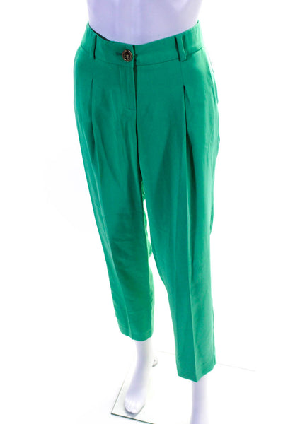 Gizia Womens Woven Mid Rise Zip Up Straight Leg Pants Trousers Green Size 36