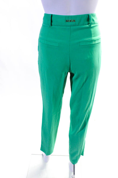 Gizia Womens Woven Mid Rise Zip Up Straight Leg Pants Trousers Green Size 36