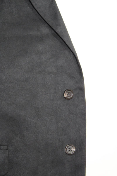 Lauren Ralph Lauren Mens Woven Notched Collar Button Up Blazer Black Size 46R