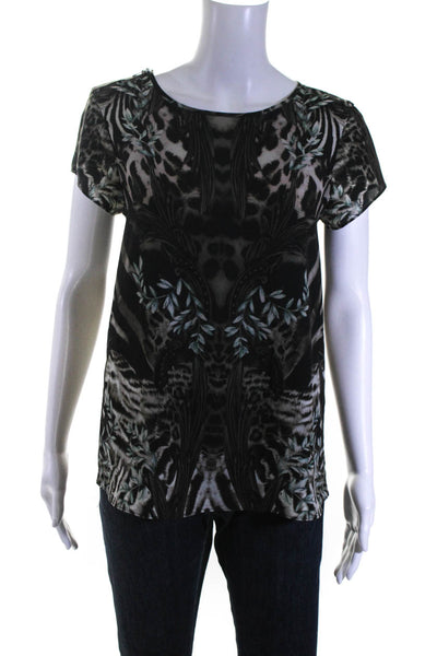 AllSaints Co Ltd Spitalfields Womens Brown Floral Zip Detail Blouse Top Size 4