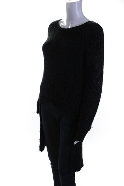 AllSaints Co Ltd Womens Black Wool Crew Neck Hi-Low Pullover Sweater Top Size 6