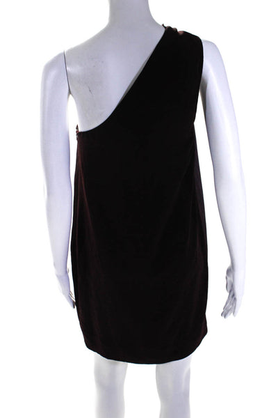 Allsaints Womens Marron Drape Detail One Shoulder Sleeveless A-Line Dress Size 4