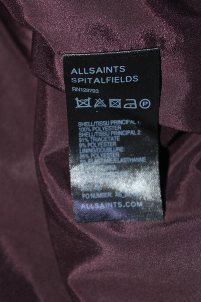 Allsaints Womens Marron Drape Detail One Shoulder Sleeveless A-Line Dress Size 4